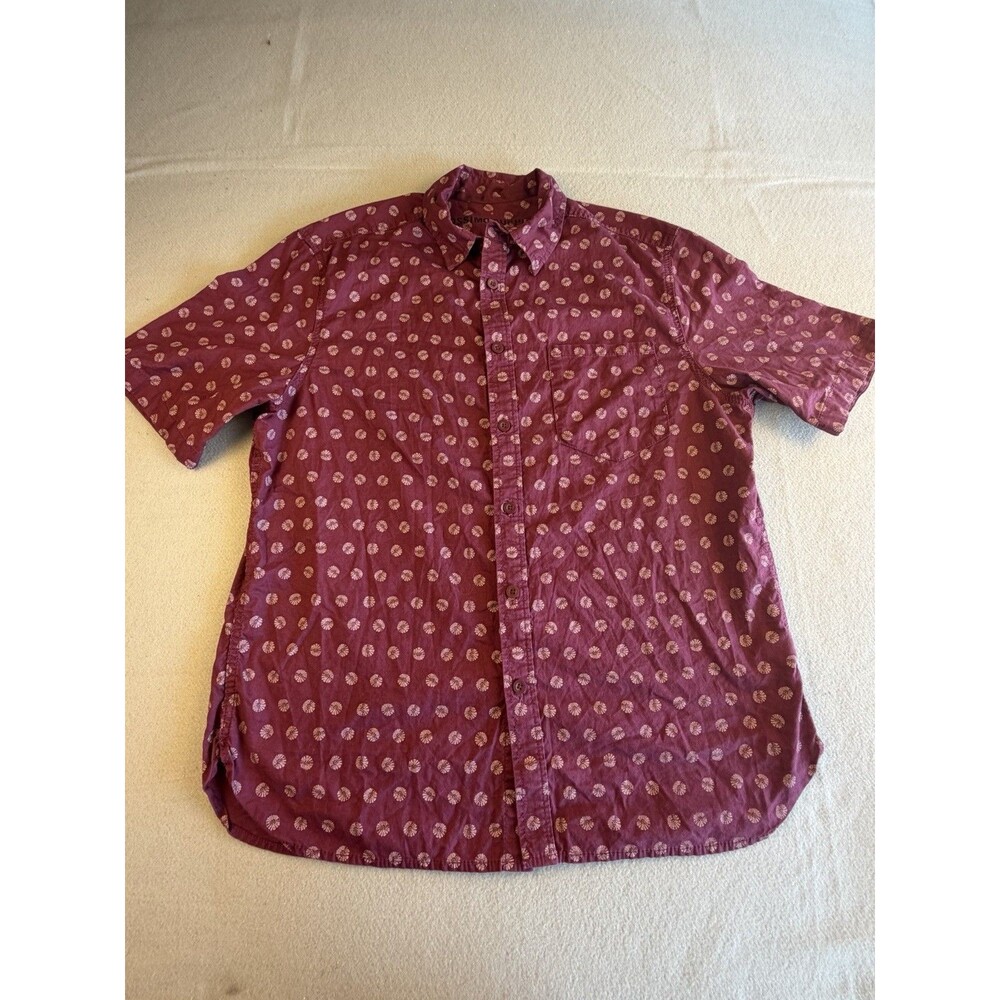 Mossimo Supply Co. Men's Burgundy Geometric Woven Cotton Button-Up Shirt L